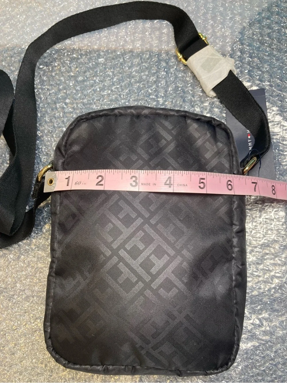 Tommy Hilfiger Women's Crossbody Bag Black Monogram Small Messenger Purse NWT$88